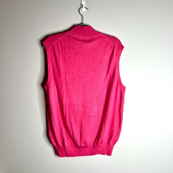 Peter Millar Bright Pink Cotton Cashmere Quarter Zip Sweater Vest Preppy Golf L - Picture 3 of 3
